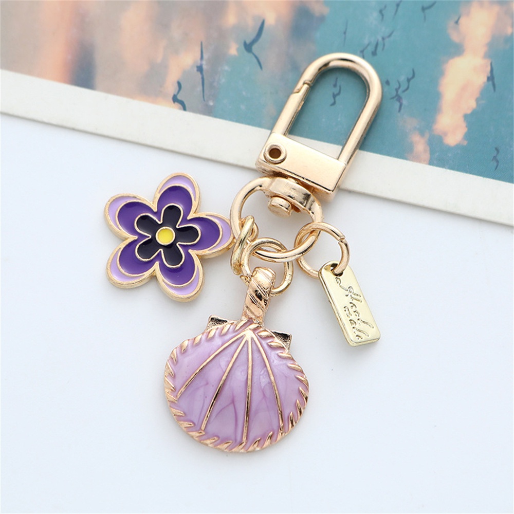 Enamel Manis Bunga Gantungan Kunci Fashion Tag Logam Gantungan Kunci Earphone Case Liontin Pesona Tas Ornamen Aksesoris Mobil Keyholder