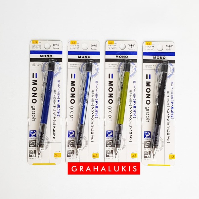 

Tombow Mono Graph Shaker Mechanical Pencil - 0.3 mm - Putih Biru