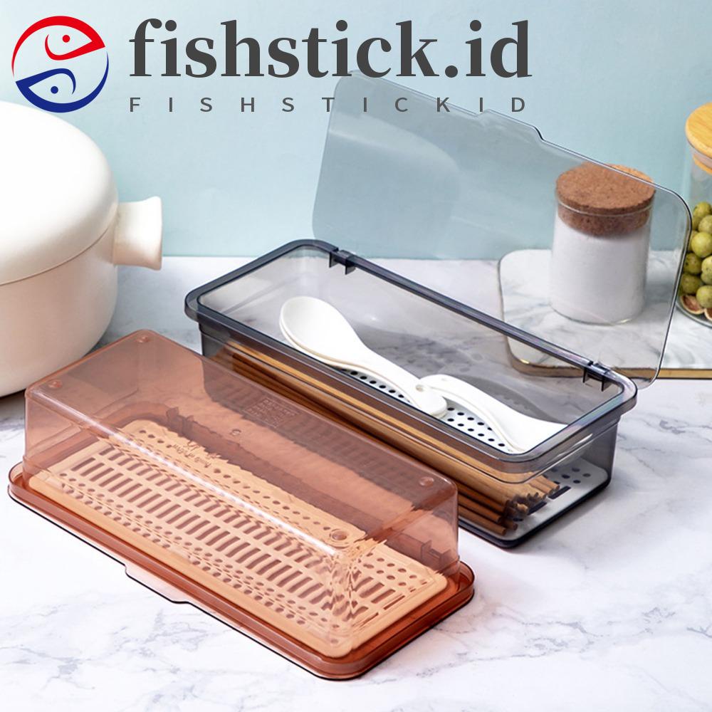 Fishstick Sumpit Box Plastik Multifungsi Dengan Tutup Dust-proof Simple Cutlery Drainer Box