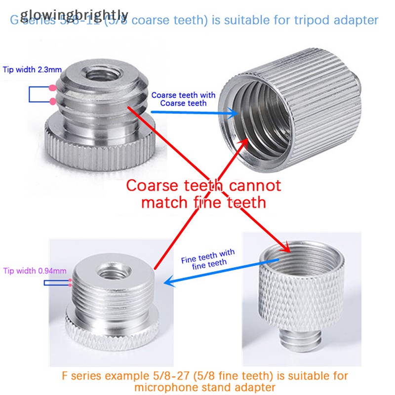 [glowingbrightly] Sekrup Konversi Stand Mikrofon Adapter Screw Mount Ulir1 /4&quot; Ke5 /8&quot; TFX