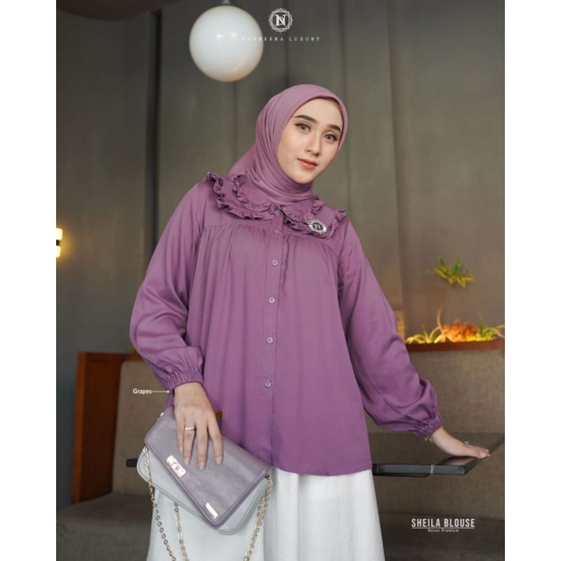 Ready Stock Terbaru . Terlaris . Bisa COD Sheila Blouse rayon premium busui friendly by Nadheera Lux