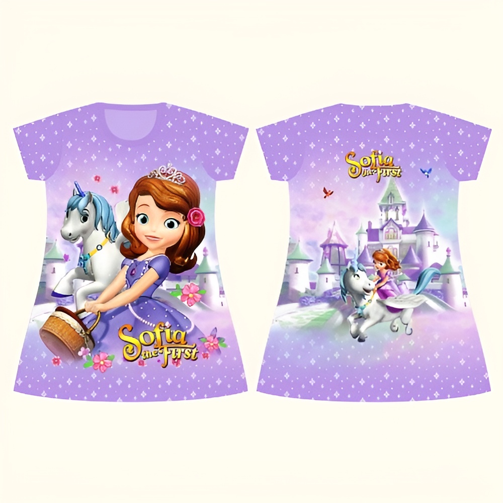 Dress sophia anak perempuan Daster sofia anak perempuan Baju anak karakter sofia Umur 1 2 3 4 5 6 7 