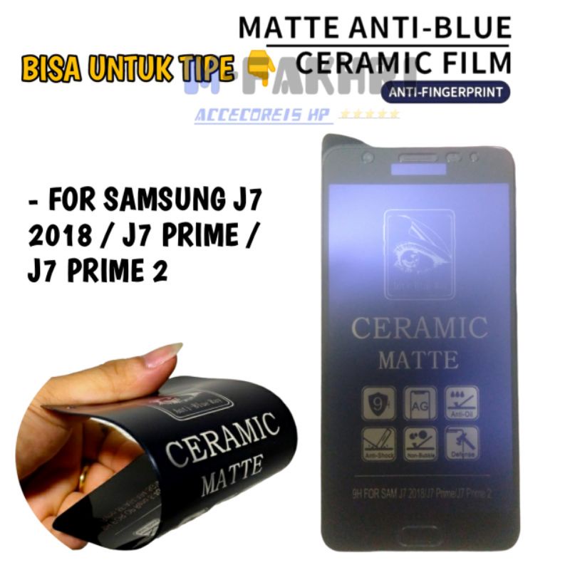 anti gores tg tempered glass ceramic blue Samsung J7 PRIME j7 2018
