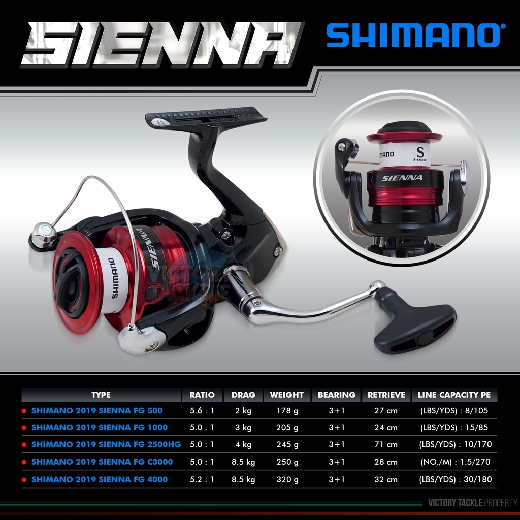 SHIMANO 2019 SIENNA FG 500 | 1000 | 2000 | 2500 | C3000 | 4000 | REEL PANCING | FISHING REEL