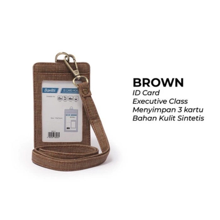 

[DD] ID card/keplek bantex kulit+lanyard portrait 8869 - Brown
