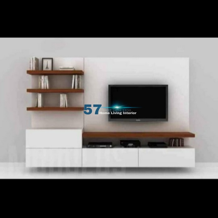 Kabinet Tv - Backdrop TV Minimalis Bahan Multiplek HPL Free Desain