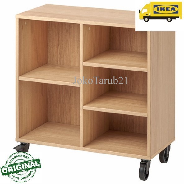 Seri KEA Rak Buku Beroda Kokoh Minimalis Serbaguna 67x69cm Efek Kayu murah