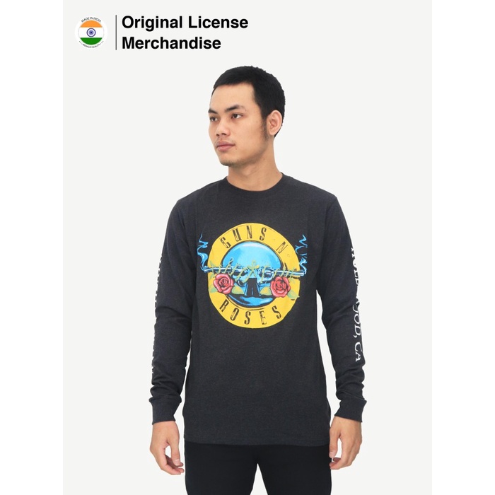 Kaos Baju Panjang Long Sleeve Katun Polyester Pria Band Musik Rock GUNS N ROSES GNR Original Hollywo