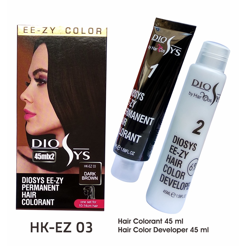 DIOSYS EE-ZY PERMANENT HAIR COLORANT HK-EZ 03 DARK BROWN 2X45ML BEST SELLER