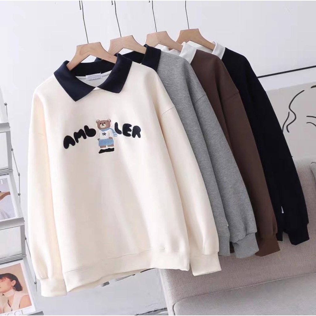 SWEATER SWITER SWETER WANITA AMBLER BEAR  COLLAR GIRL  SWEATSHIRT KERAH FASHION  (V1) ORIGINAL PREMI