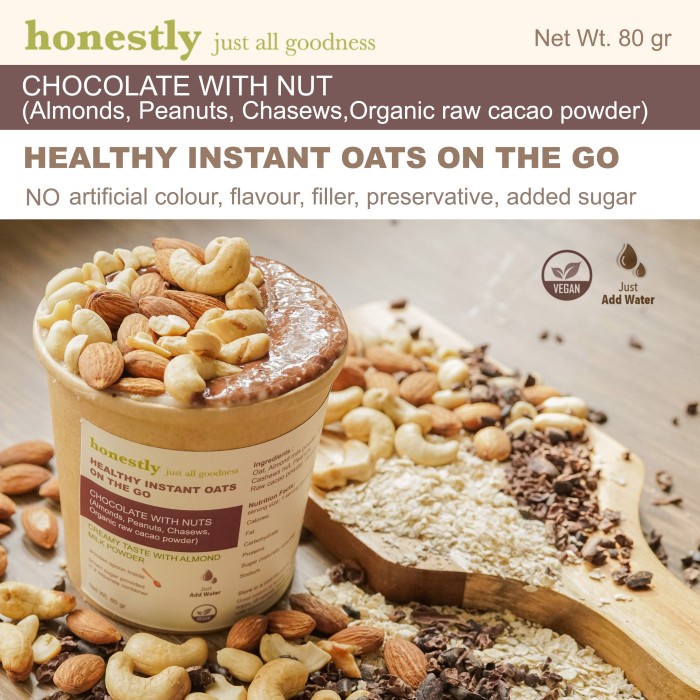 

healthy instant oatmeal cup oatmeal instan vegan -CHOCOLATE NUTS -