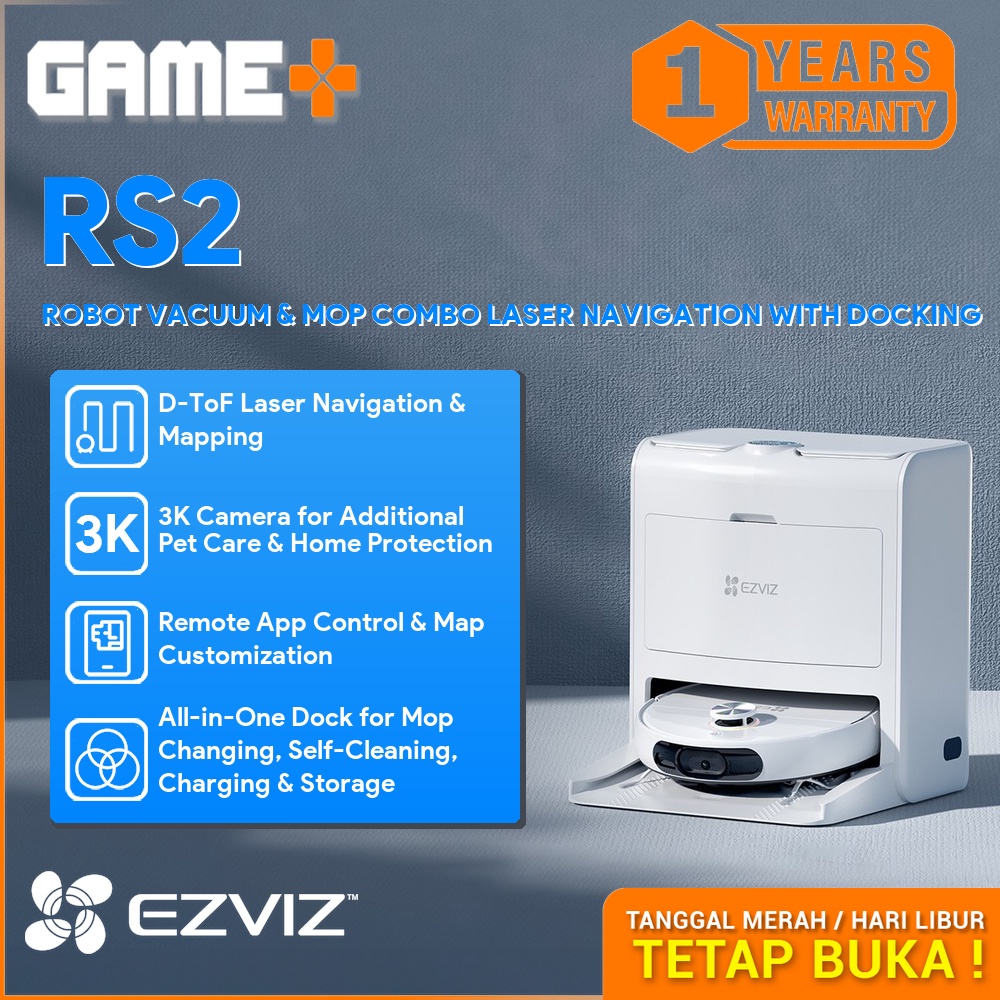 EZVIZ RS2 ROBOT VACUUM & MOP COMBO LASER NAVIGATION WITH DOCKING