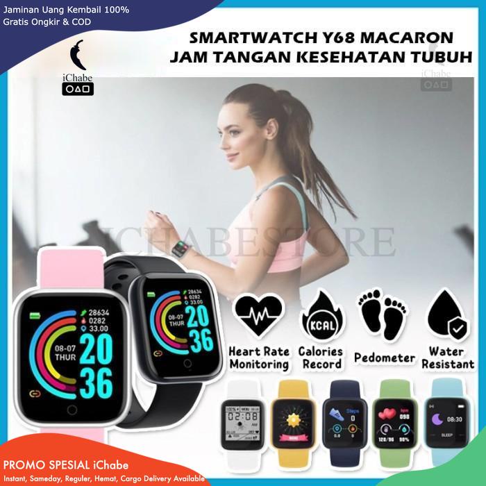 [Bisa COD] MA Smartwatch Y68 Macaron Jam Tangan Untuk Kesehatan Tubuh Smartband D20 - Kuning