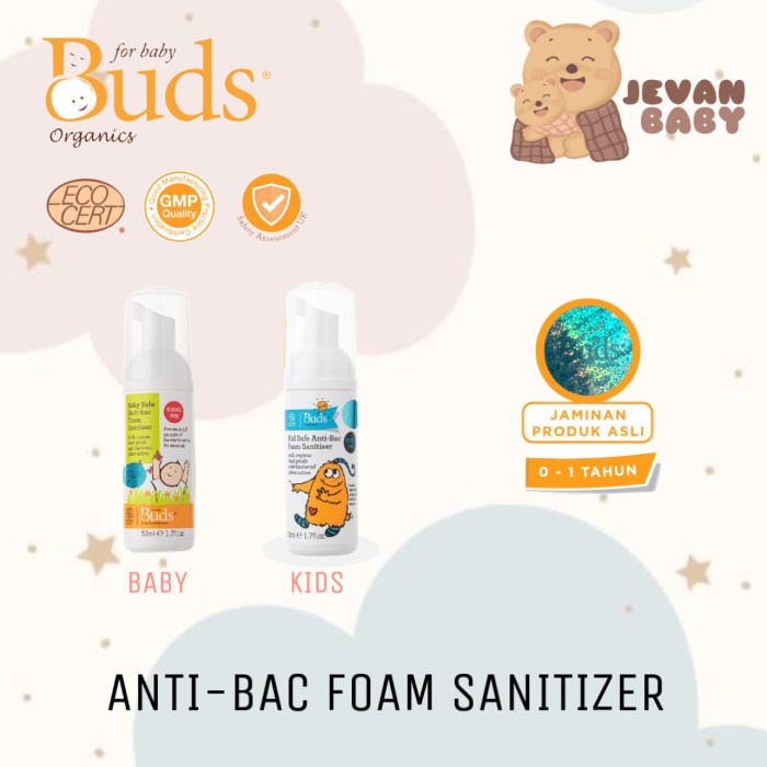 Buds Organic Anti Bac Foam Sanitizer Baby Kids / Sanitizer Bayi Anak - Kids