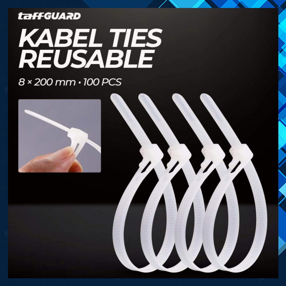 

Kabel Ties Cable Organizer Reusable 8 x 200 mm 100 PCS -ST990