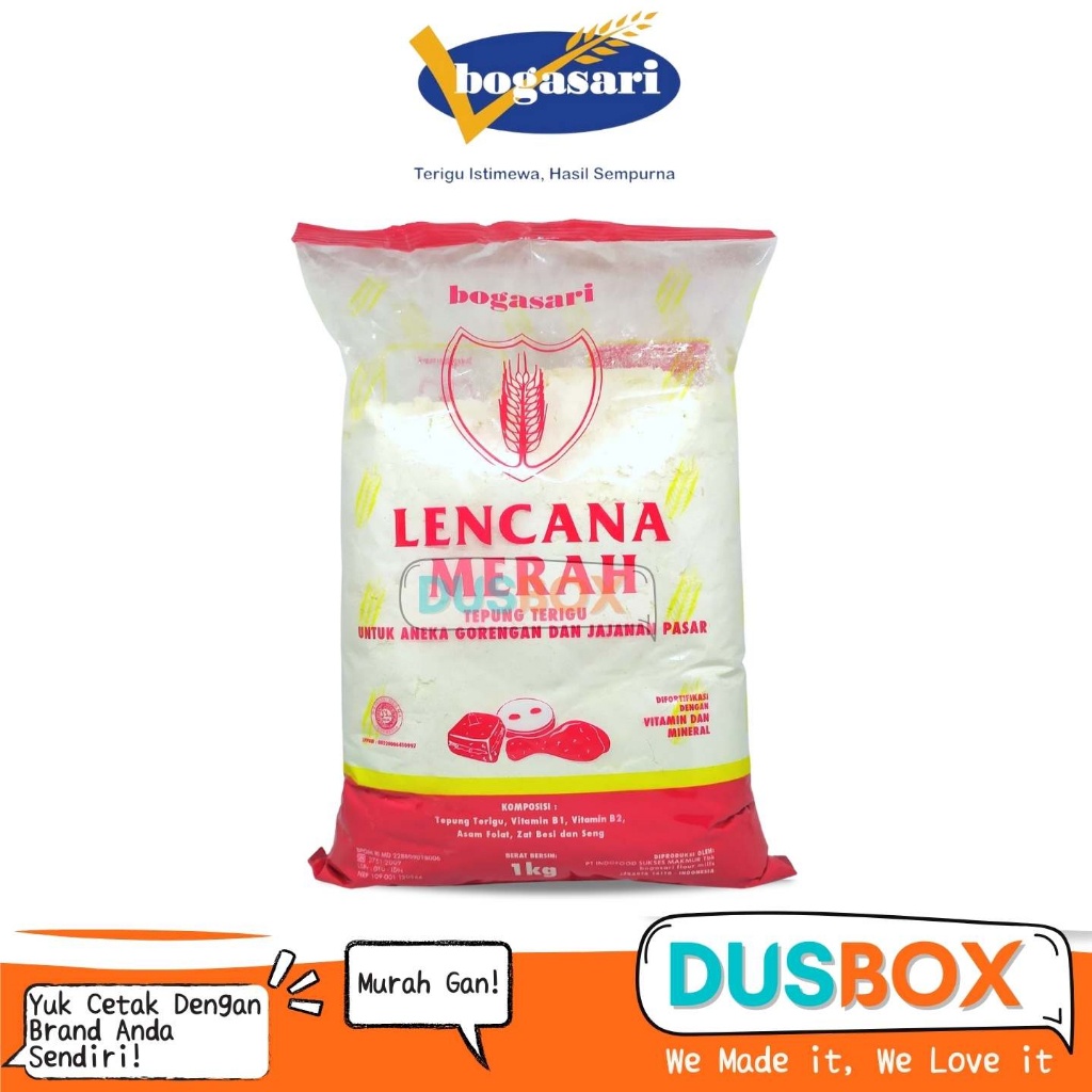 

Bogasari Tepung Terigu Lencana Merah / Tepung Terigu 1 kg / Tepung Terigu Serbaguna / Tepung Bogasari / Terigu Lencana Merah