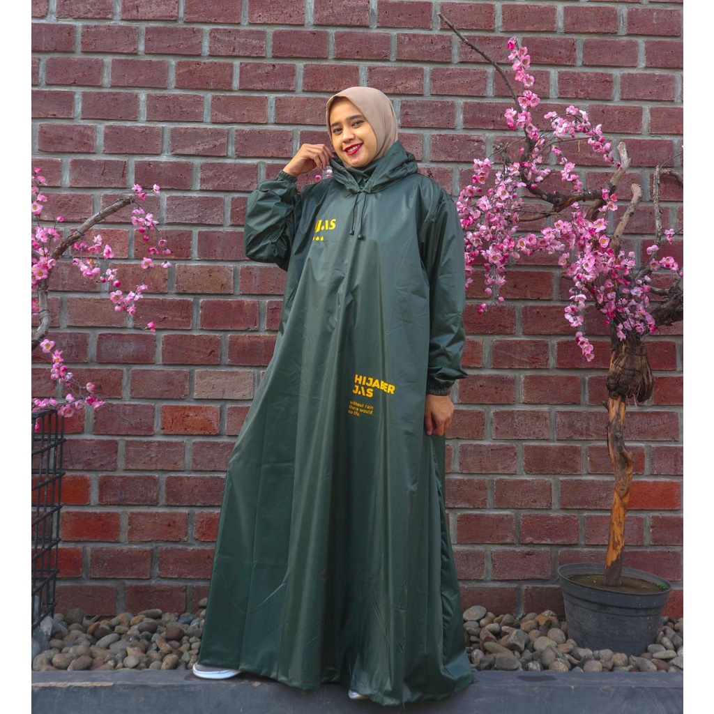 HIJAS Jas Hujan Gamis Wanita Dewasa Mantol Hijab Jumbo Syar'i Muslimah