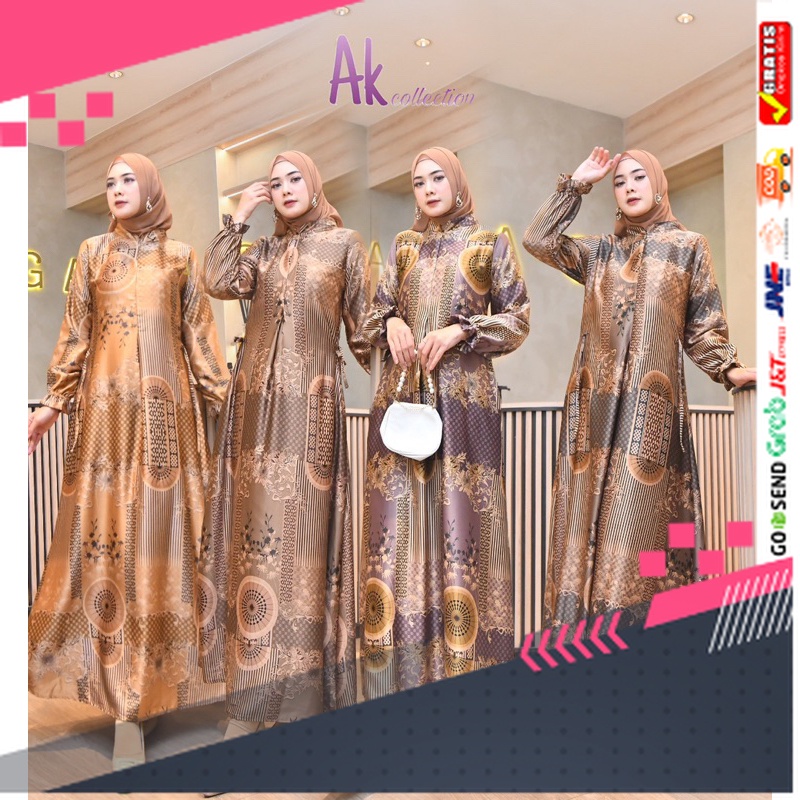BAJU GAMIS MODEL BARU TERMURAH STYLE TRENDY /Gamis Maxmara Silk Motif Terbaru / Gamis Pesta / Dress 