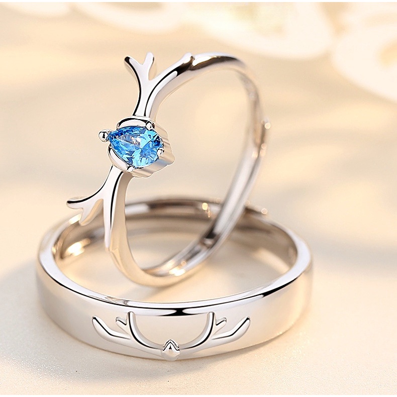 Goldkingdom Aksesoris Perhiasan Fashion Ready Stock Cincin Pasangan Wanita Dan Pria Berlapis Perak Fashion Hadiah Hari Valentine Pribadi