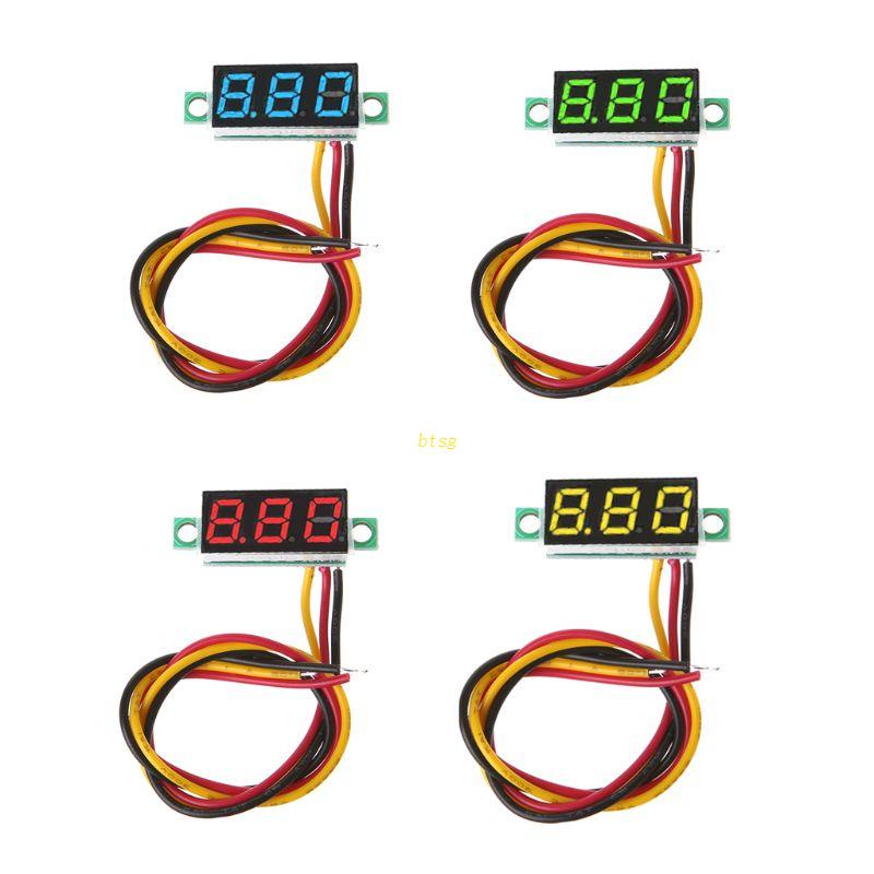 Btsg Pengukur Tegangan 3kabel 0.28 &quot;Untuk Dc0~100V Digital Voltmeter Gauge Tester LED Display Panel Mount Mobil Motor