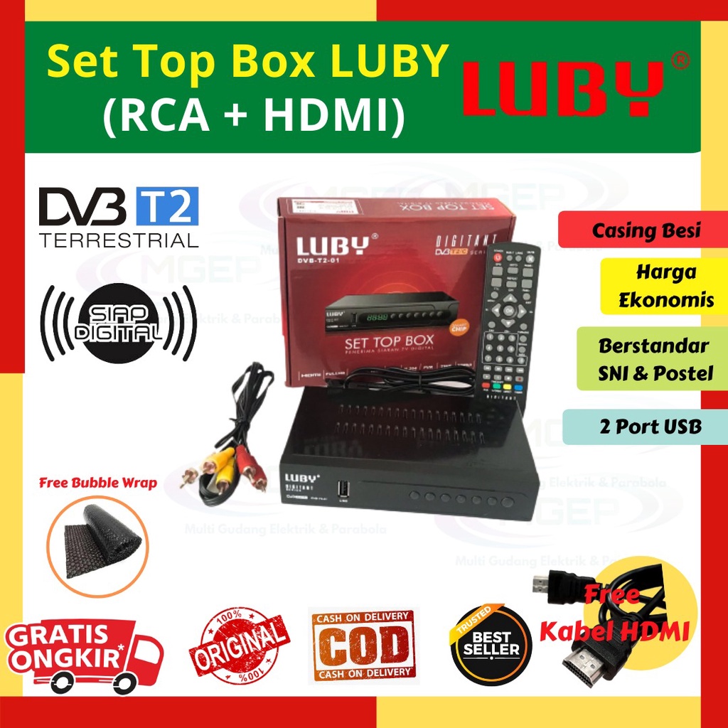 {zenia] Set Top Box Luby 01 &amp; 02 DVB T2 Siaran Digital Terestrial Resmi SNI &amp; Postel