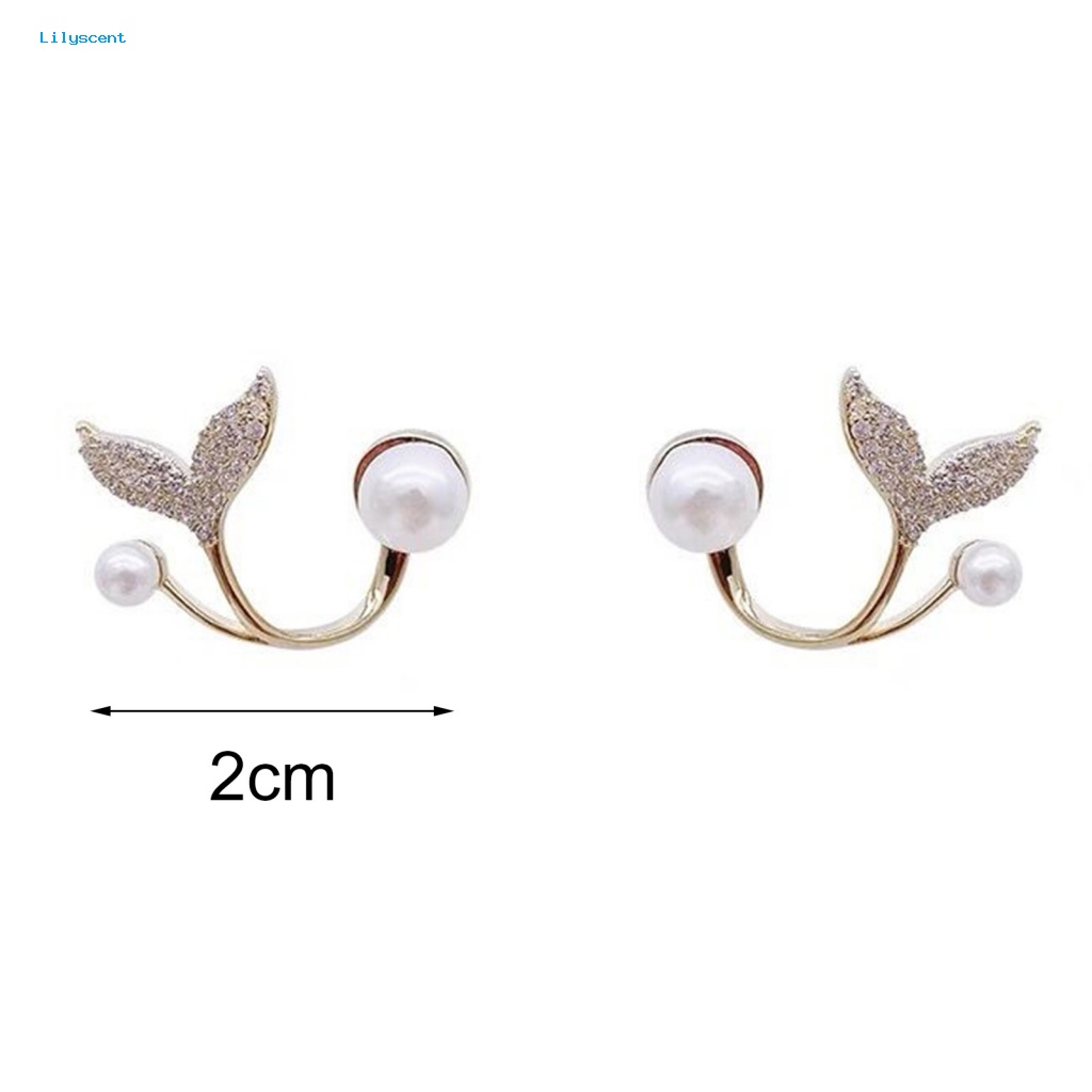 Lilyscent 1pasang Giwang Telinga Perempuan Untuk Club Electroplating Bright Luster Stud Earrings Ekor Ikan