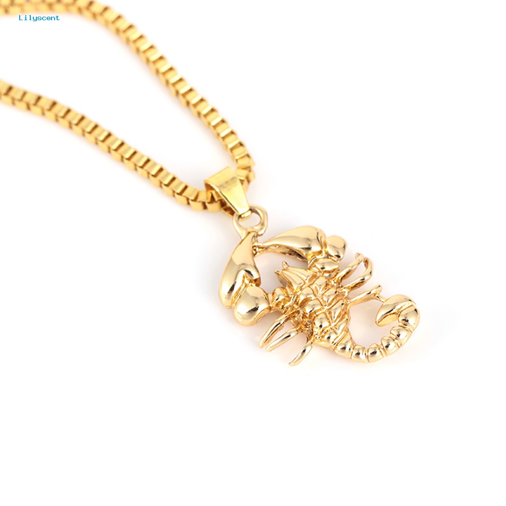 Lilyscent Fashion Pria Golden Scorpion Pendant Hip-hop Rantai Kalung Pesta Club Hadiah