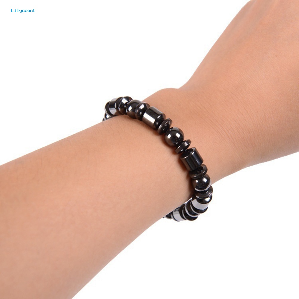 Lilyscent Biomagnetic Multi-shaped Black Hematite Stone Gelang Magnet Kesehatan Penurunan Berat Badan