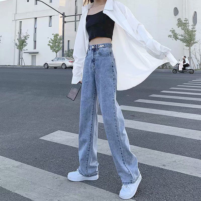 SHOEGALLERY TG1698 Celana Jeans Panjang Highwaist Wanita Straight Cullote Pants Premium Quality