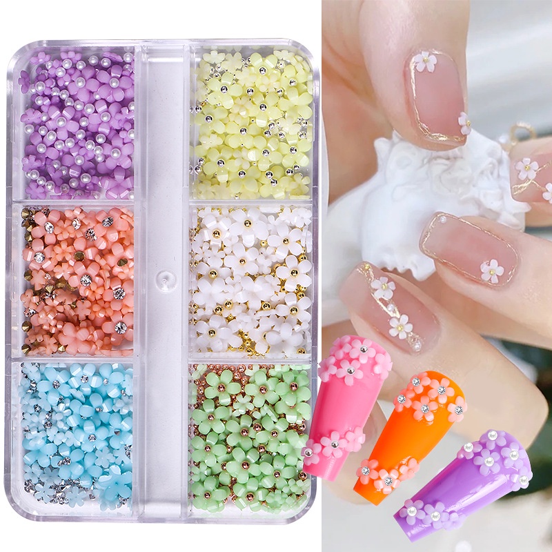 Auroras Dekorasi 3D DIY Ikatan Simpul Bunga Kupu-Kupu rregular Nail Beads Butterfly Ukuran Campur Manicure Glittler Strass Resin Nail Art Aksesoris Buatan Mutiara Hati Berlian Imitasi