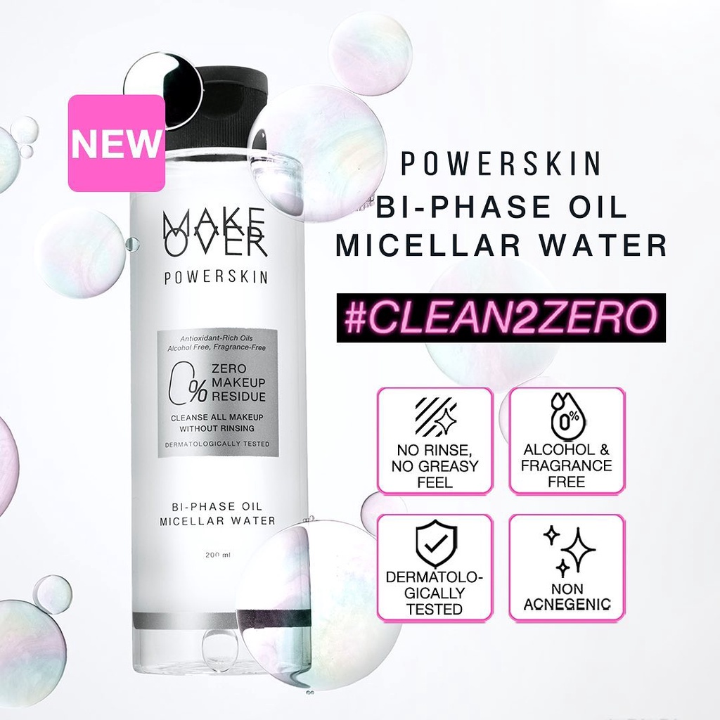 (READY &amp; ORI) Make Over Powerskin Biphase Oil Micellar Water Pembersih Wajah 200ml