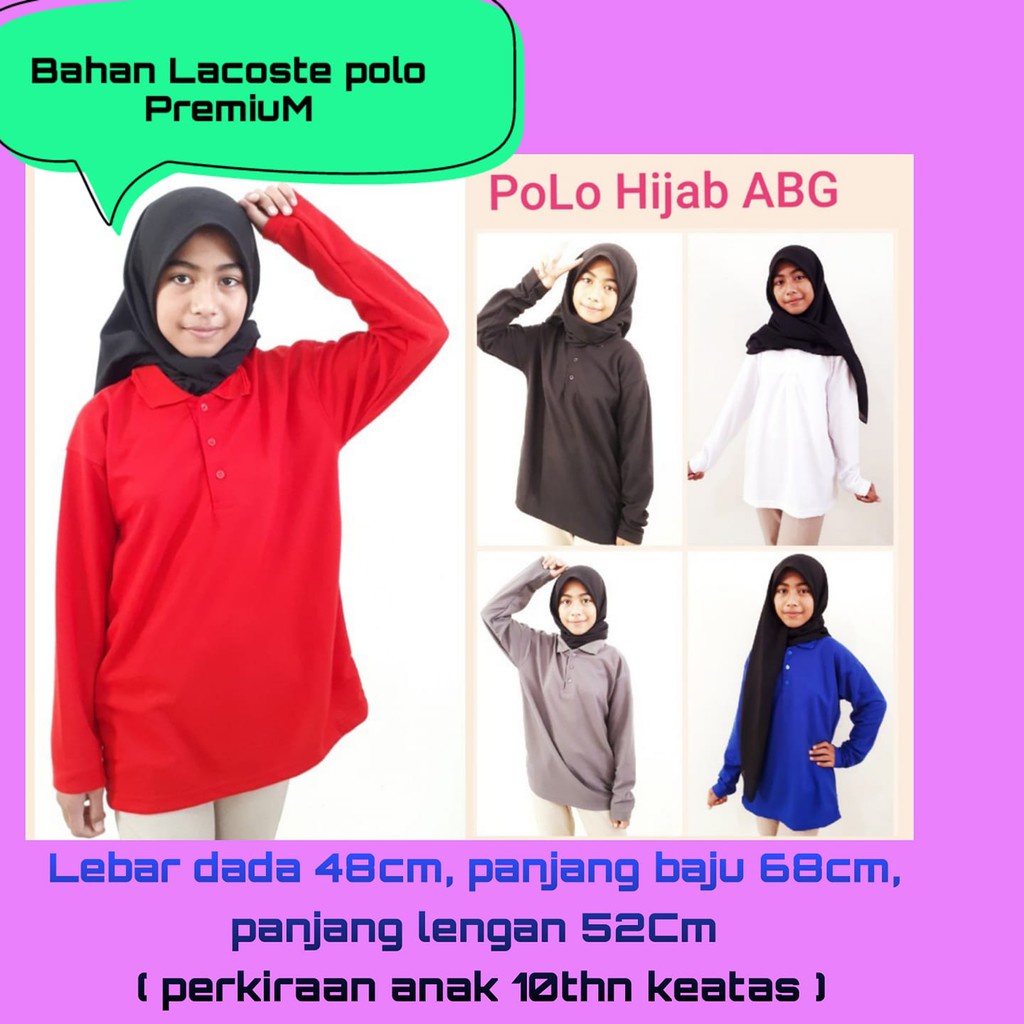 Polo PANJANG ABG polos / polo panjang Hijab / kaos kerah anak lengan panjang / winstar polos / KAOS 