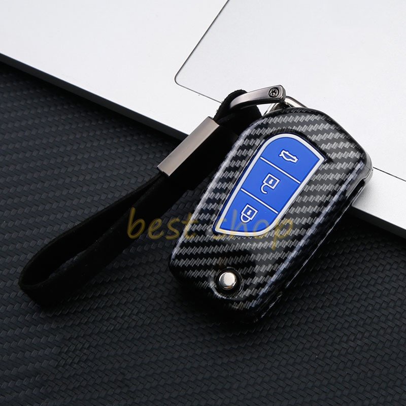 Carbon ABS Key Cover Case Fob Shell Untuk Toyota Forturner ALTIS REVO INNOVA Hilux Auris Corolla Avensis Verso Yaris