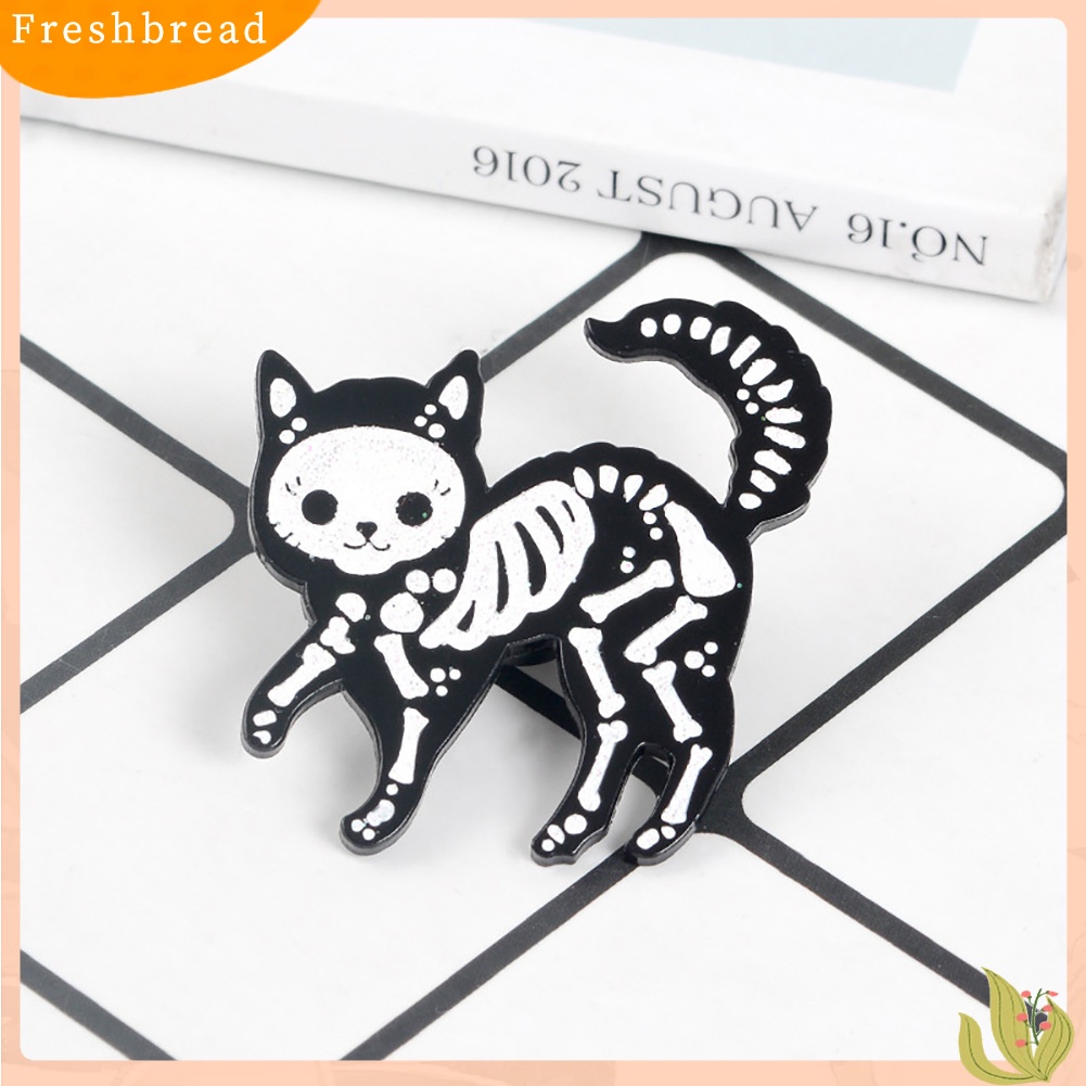 &lt; Freshbread &gt; Kreatif Unisex Kucing Kerangka Enamel Bros Pin Lencana Jaket Jeans Kerah Dekor