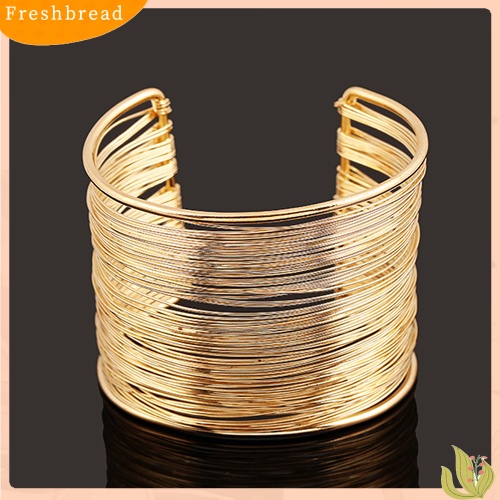 &lt; Freshbread &gt; Fashion Wanita Multilayer Metal Wires Strings Open Bangle Lebar Manset Gelang