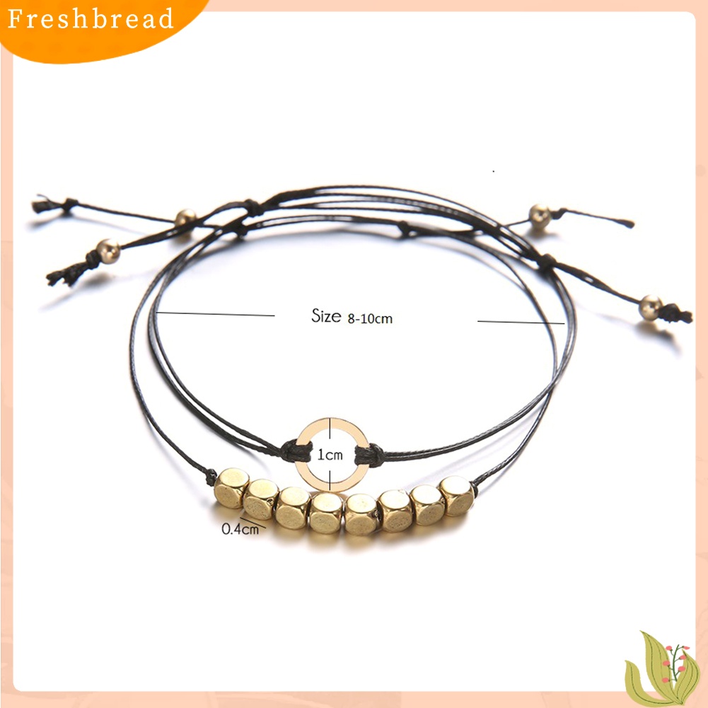 &lt; Freshbread &gt; 2Pcs/Set Bohemian Wanita Berongga Lingkaran Pesona Tali Gelang Bangle Perhiasan Hadiah