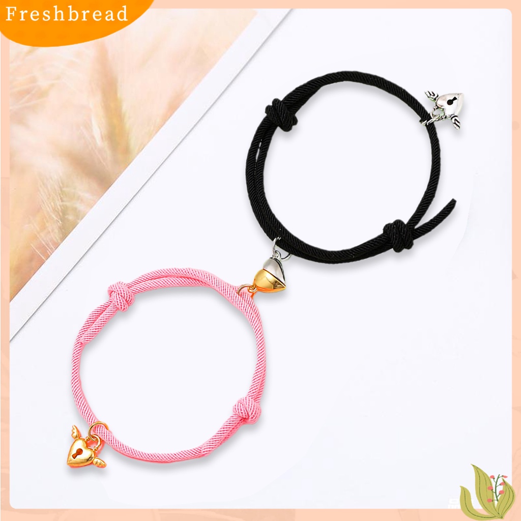 &lt; Freshbread &gt; 1pasang ic Gelang Nilon Tali Tangan Buatan Tangan Adjustable Electroplating Liontin Tidak Luntur Hias Pecinta Menarik Atraksi Hati Gelang Perhiasan Aksesori