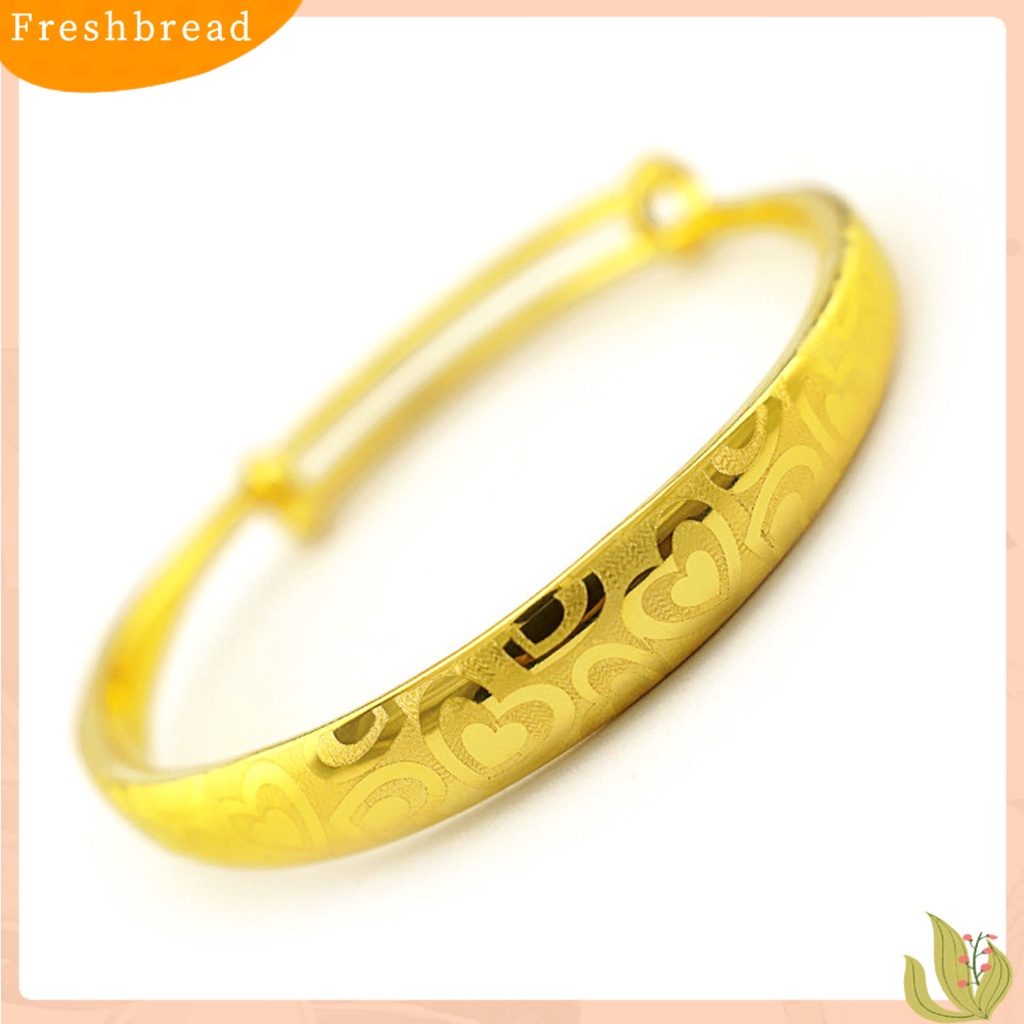 &lt; Freshbread &gt; Charm Gelang Indah Tidak Luntur Adjustable Bangle Warna Emas Untuk Pernikahan