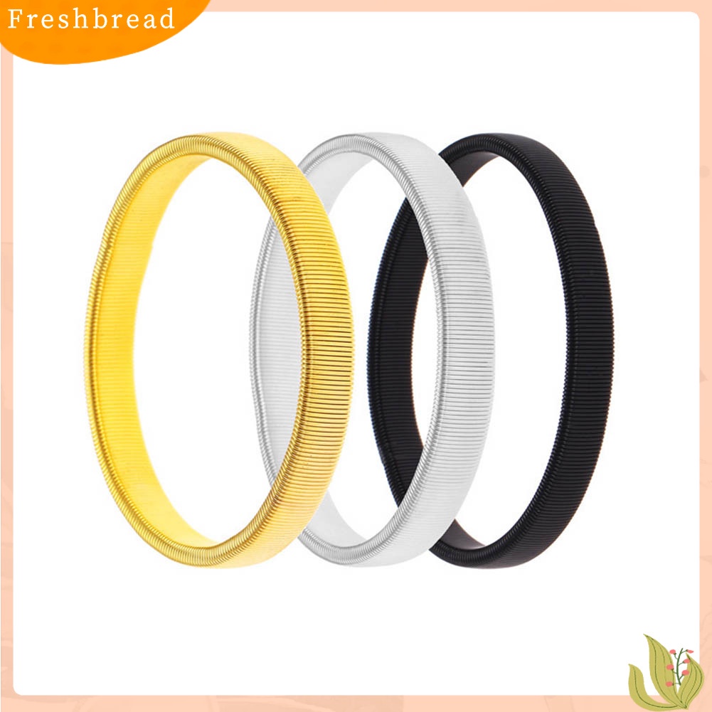 &lt; Freshbread &gt; Sederhana Pria Musim Semi Manset Bartender Bangle Elastis Gelang Cincin Logam Gelang