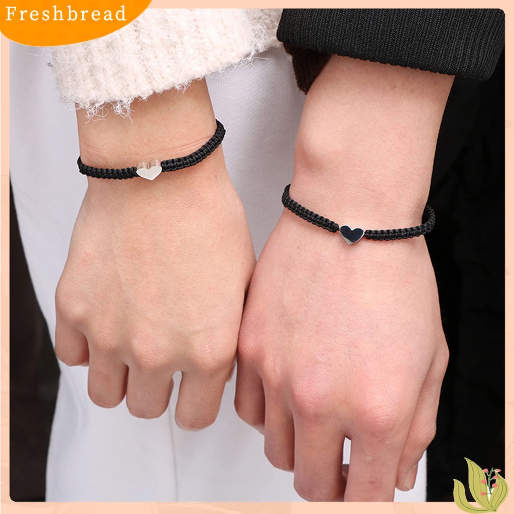 &lt; Freshbread &gt; Gelang Couple Bentuk Hati Tali Kepang Adjustable Melar All-match Hadiah Hias 26huruf Initial Charms Bracelet Jewelry Untuk Hari Kasih Sayang