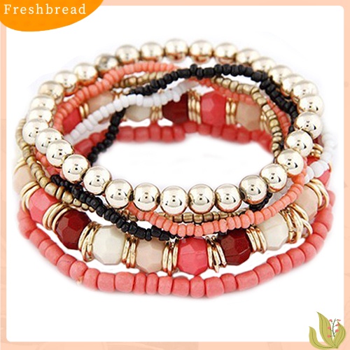 &lt; Freshbread &gt; Manik-Manik Akrilik Multilayer Gaya Bohemia Wanita Gelang Pantai Musim Panas Bangle