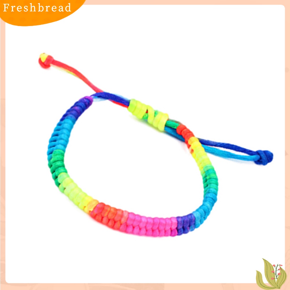 &lt; Freshbread &gt; Klub Malam Wanita Mode Pelangi Neon Warna-Warni Dikepang Anyaman Gelang