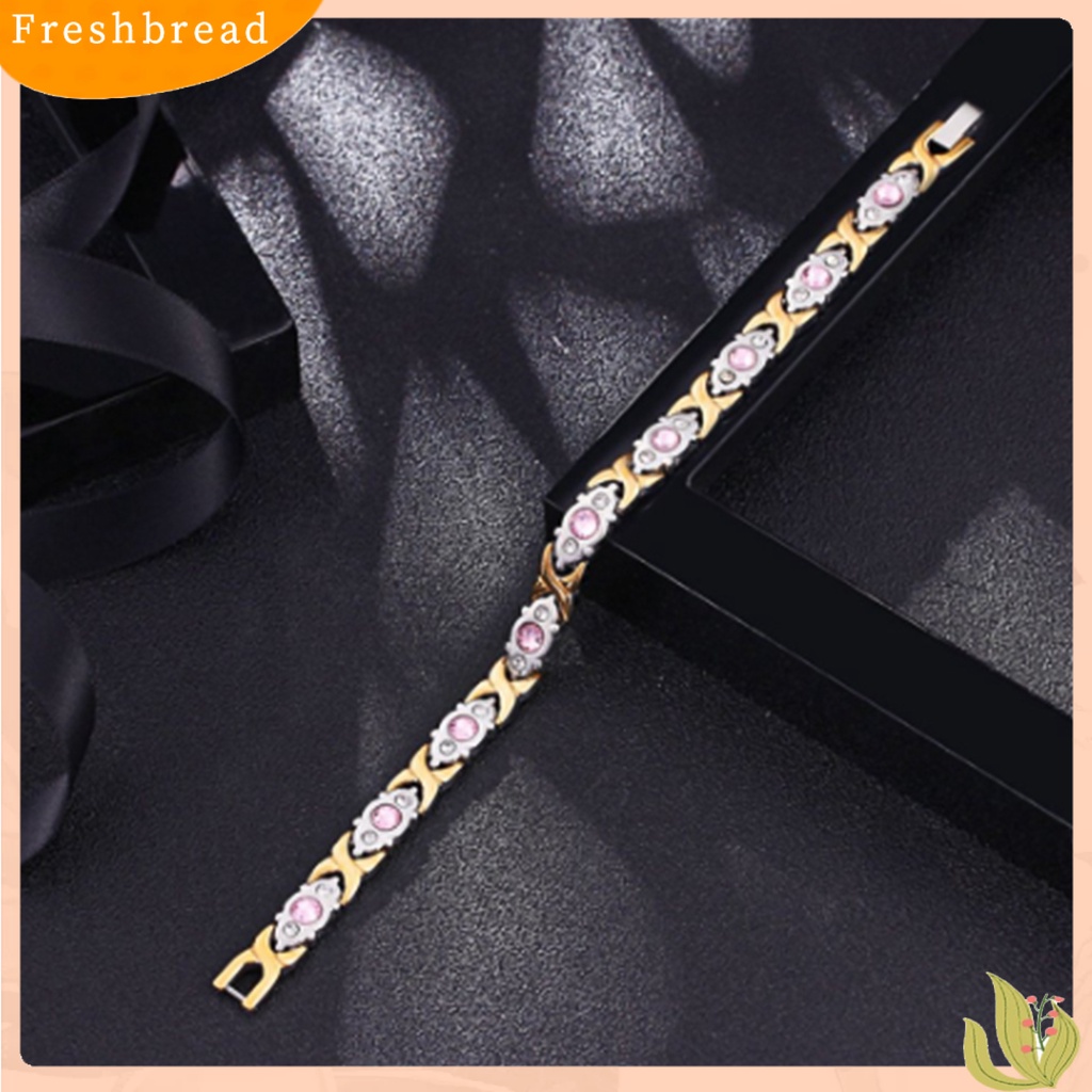 &lt; Freshbread &gt; Wanita Fashion Paduan Berlian Imitasi ic Gelang Bangle Perhiasan Hadiah Ulang Tahun