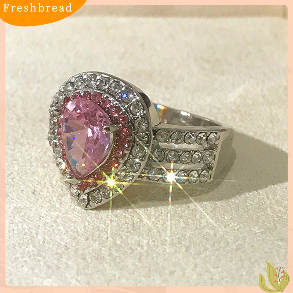 &lt; Freshbread &gt; Cincin Kawin Shiny Bentuk Tetesan Air Tiga Lapis Anti-Cacat Kristal Imitasi Hias Mewah Stainless Elegan Pernikahan Circlet Untuk Prom