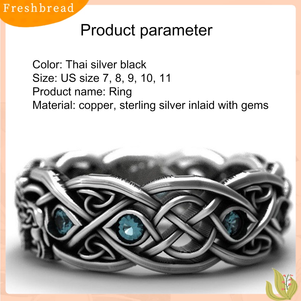 &lt; Freshbread &gt; Cincin Silver Plated Faux Topaz Hias Desain Serigala Cincin Pria Mewah Untuk Pesta