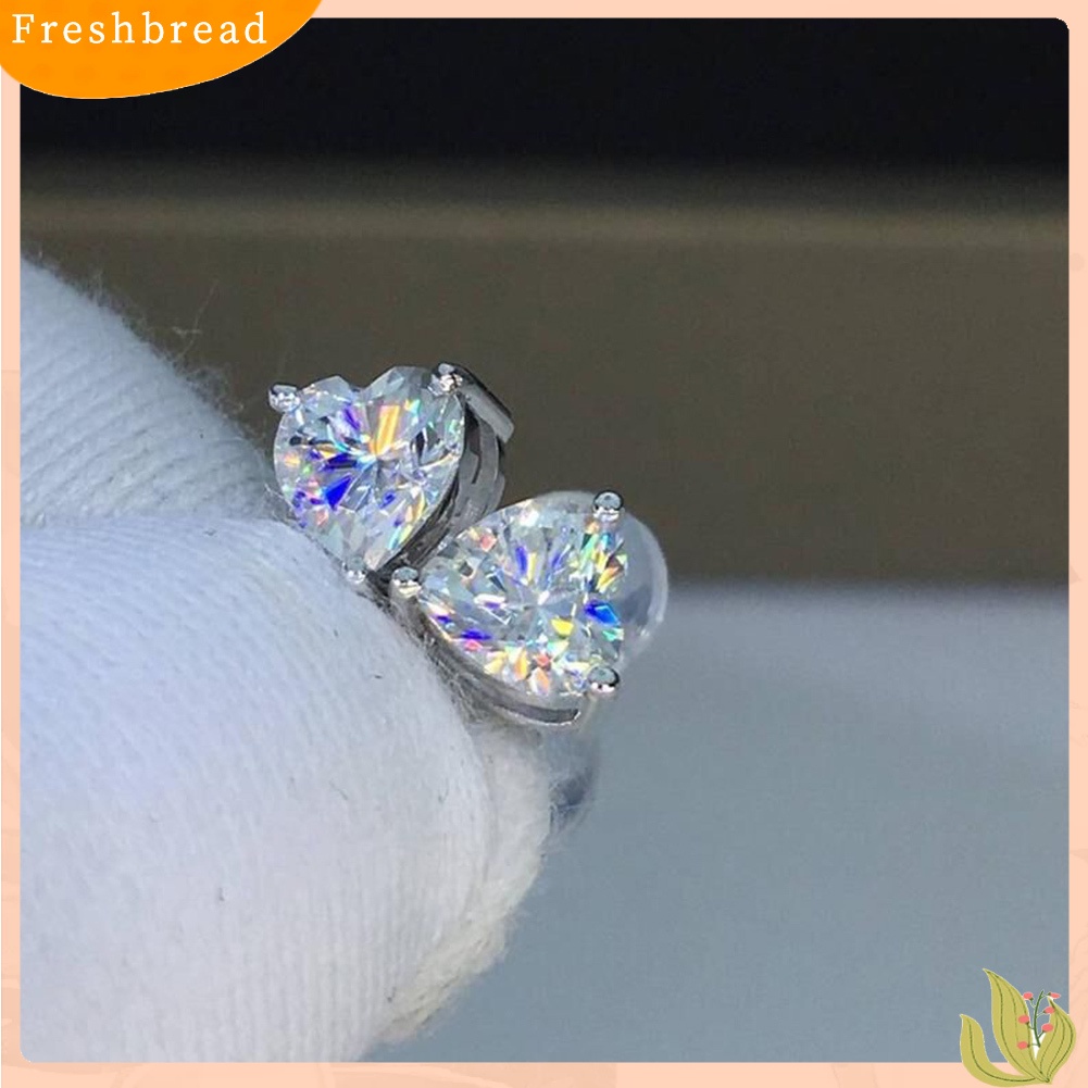 &lt; Freshbread &gt; Wanita Warna-Warni Hati Cubic Zirconia Hias Telinga Stud Anting Pesta Perhiasan Hadiah