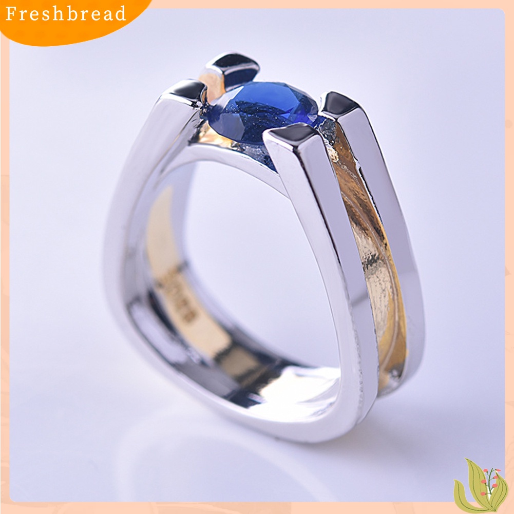 &lt; Freshbread &gt; Wanita Safir Imitasi Bertatahkan Geometris Jari Cincin Pernikahan Lamaran Perhiasan Hadiah