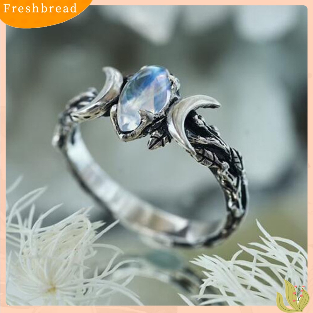 &lt; Freshbread &gt; Wanita Cincin Indah Pengerjaan Halus Warna Silver Retro Fashion Ring Untuk Pakaian Sehari-Hari