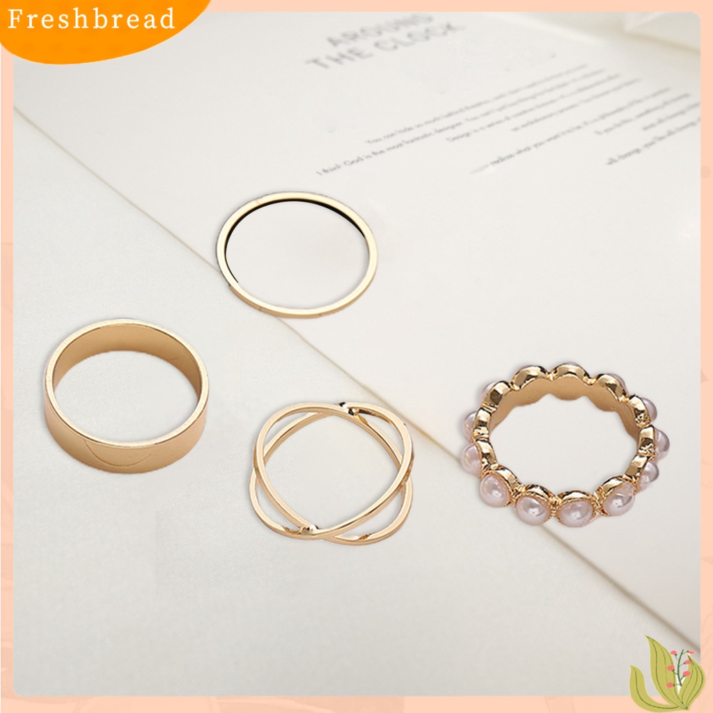 &lt; Freshbread &gt; 4Pcs Cincin Kawin Eye-catching Shiny Dress Up Tahan Lama Cincin Kilau Terang Indah Untuk Pesta