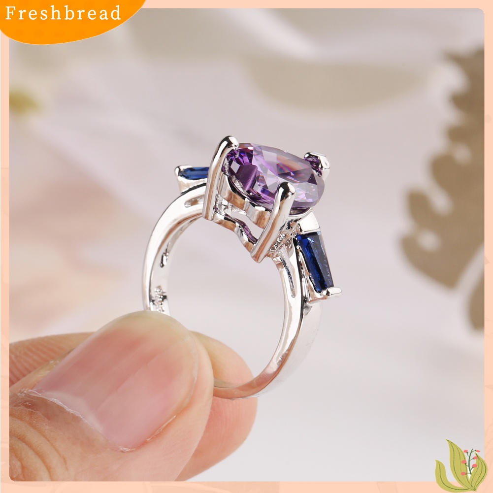 &lt; Freshbread &gt; Fashion Cinta Hati Buatan Batu Permata Wanita Pertunangan Pernikahan Band Perhiasan